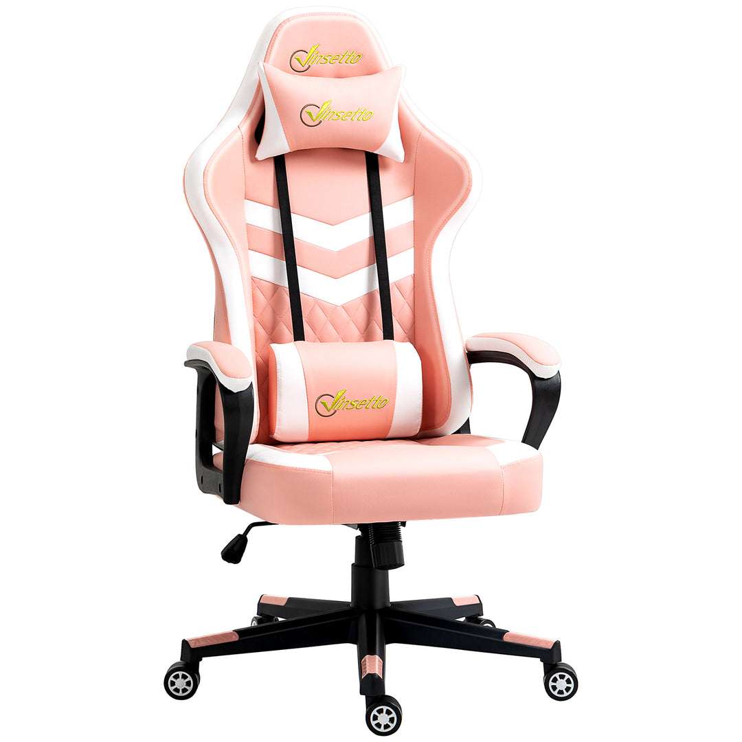 Vinsetto Racing Gaming Chair with Lumbar Support, Headrest, Swivel Wheel, Pink