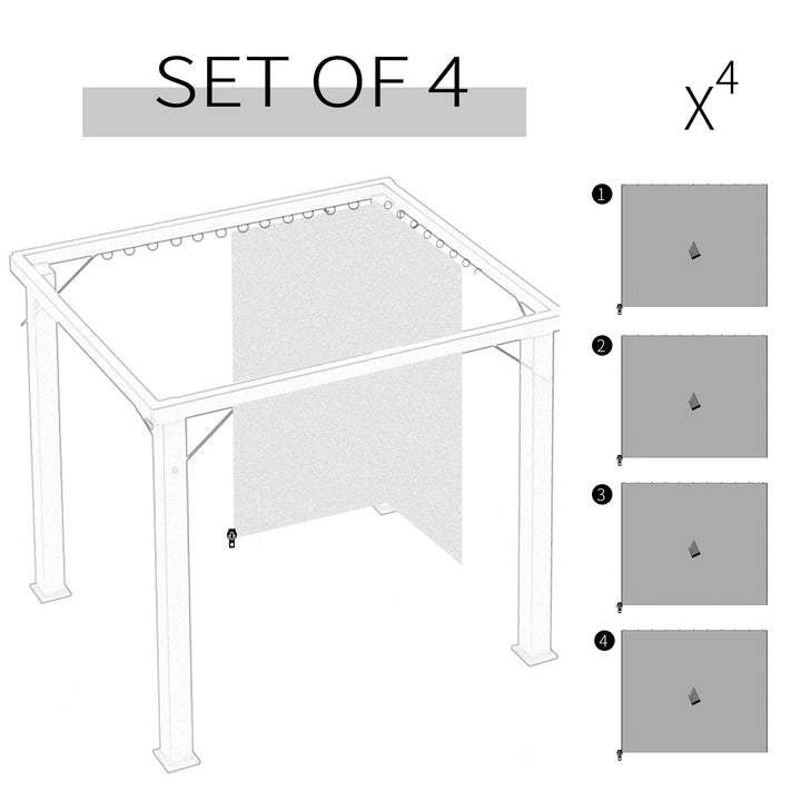 3 x 3(m) Universal Gazebo Sidewall Set with 4 Panels, Hooks/C-Rings Included for Pergolas & Cabanas, Light Grey