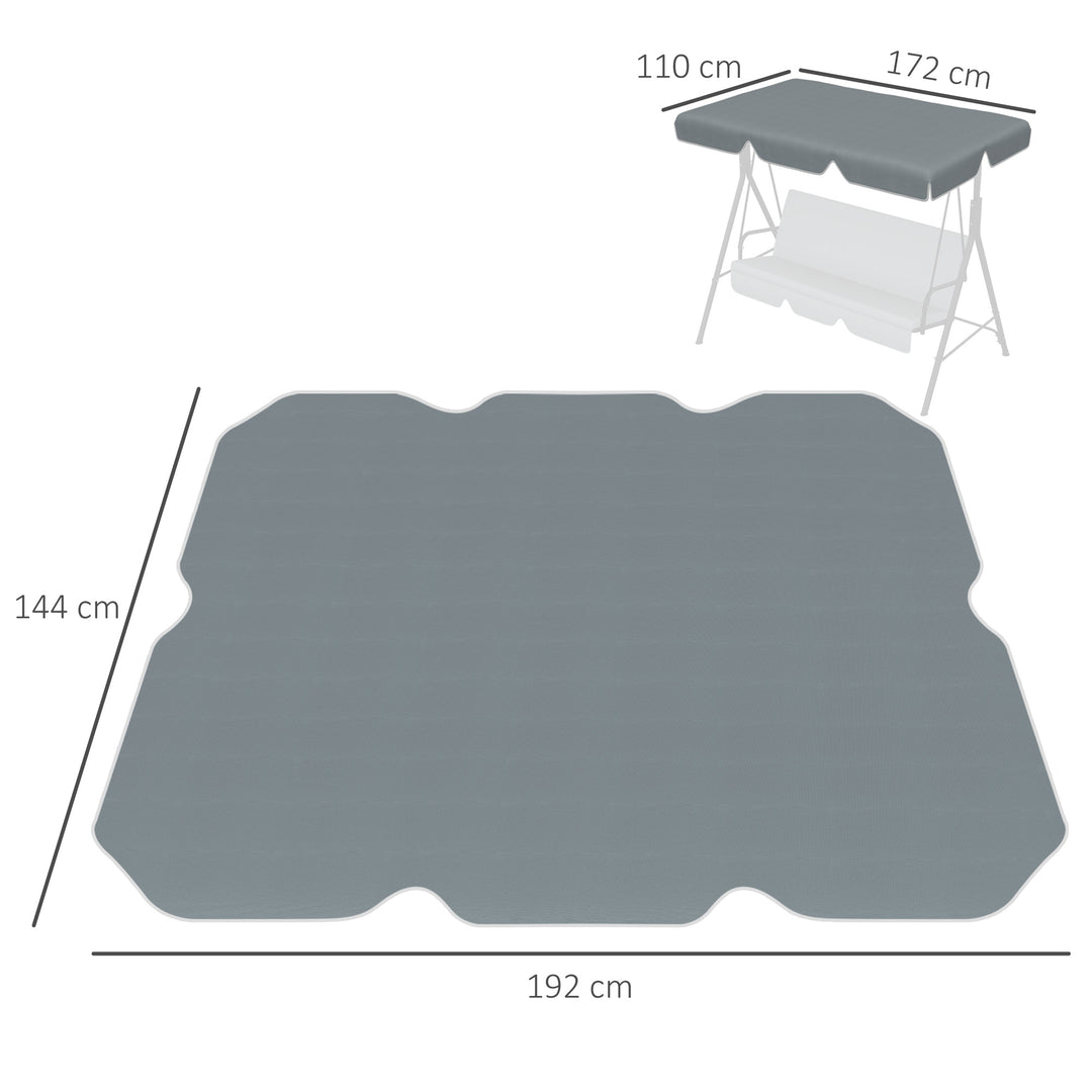 Garden Swing Canopy Replacement 2 Seater - Swing Seat Replacement Cover, (Canopy Only), Dark Grey