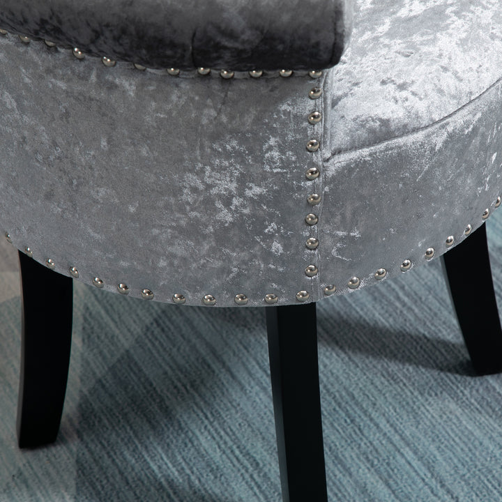 Dressing Table Stool with Rubber Wood Legs Ice Velvet Makeup Seat Dressing Chair for Living Room Dressing Room Bedroom, Grey