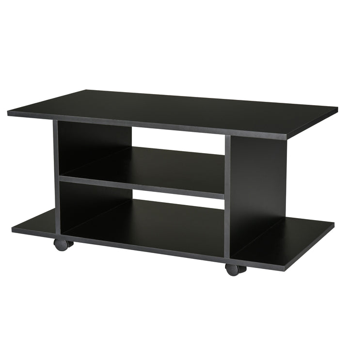 HOMCOM TV Stand W/ Shelves -Black