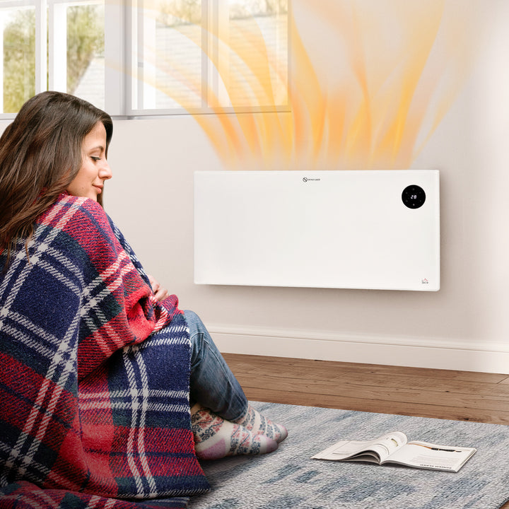 2000W Electric Convector Heater, Freestanding or Wall Mounted, Space Heater with Adjustable Thermostat, Timer, White