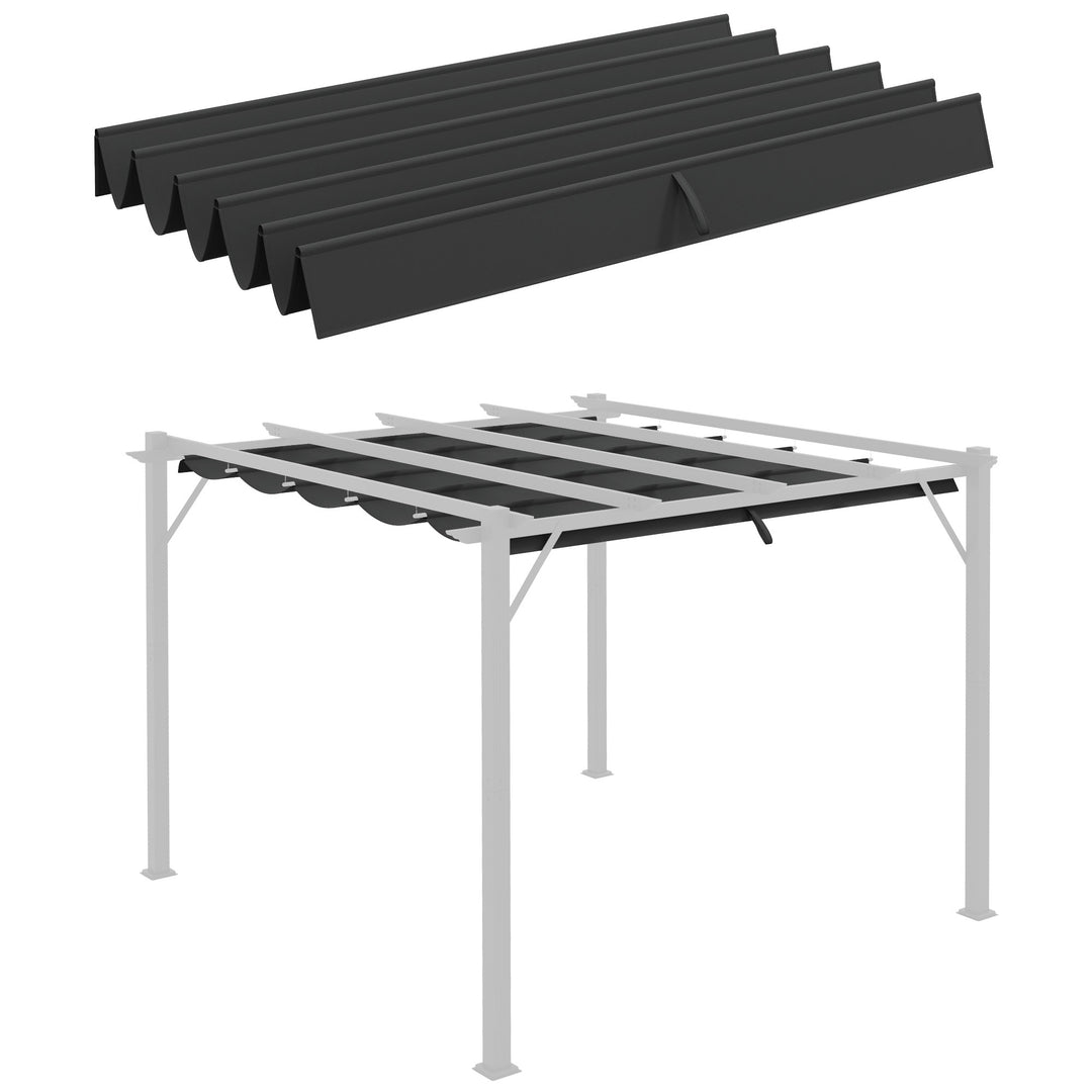 Retractable Pergola Shade Cover, Replacement Canopy Fabric for 3 x 3 (m) Pergola, Gazebo Retractable Roof, Dark Grey