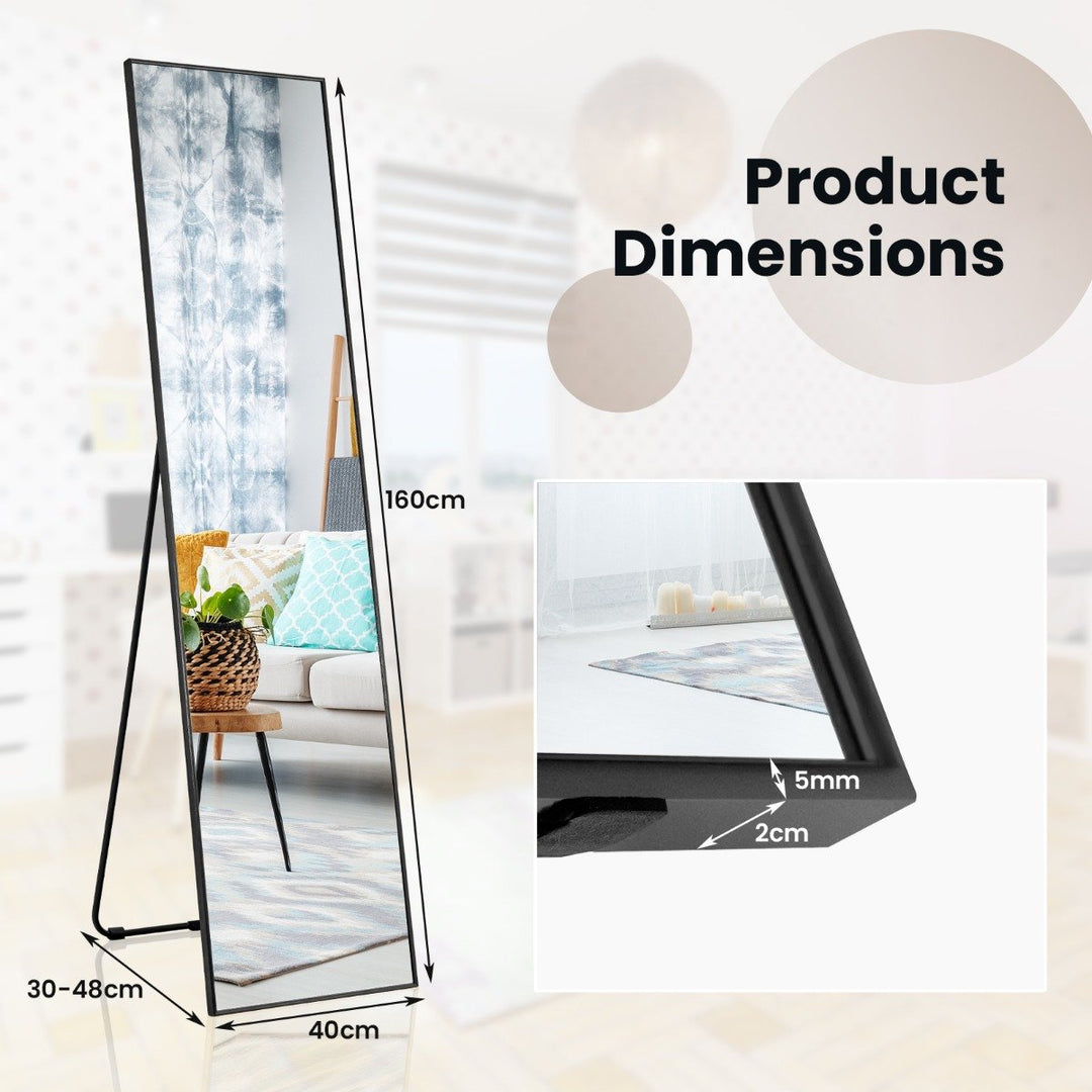 Full Length Mirror with Shatter-proof Glass-Black