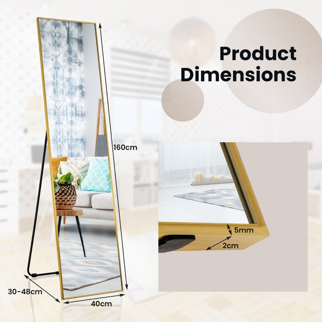 Full Length Mirror with Shatter-proof Glass-Golden