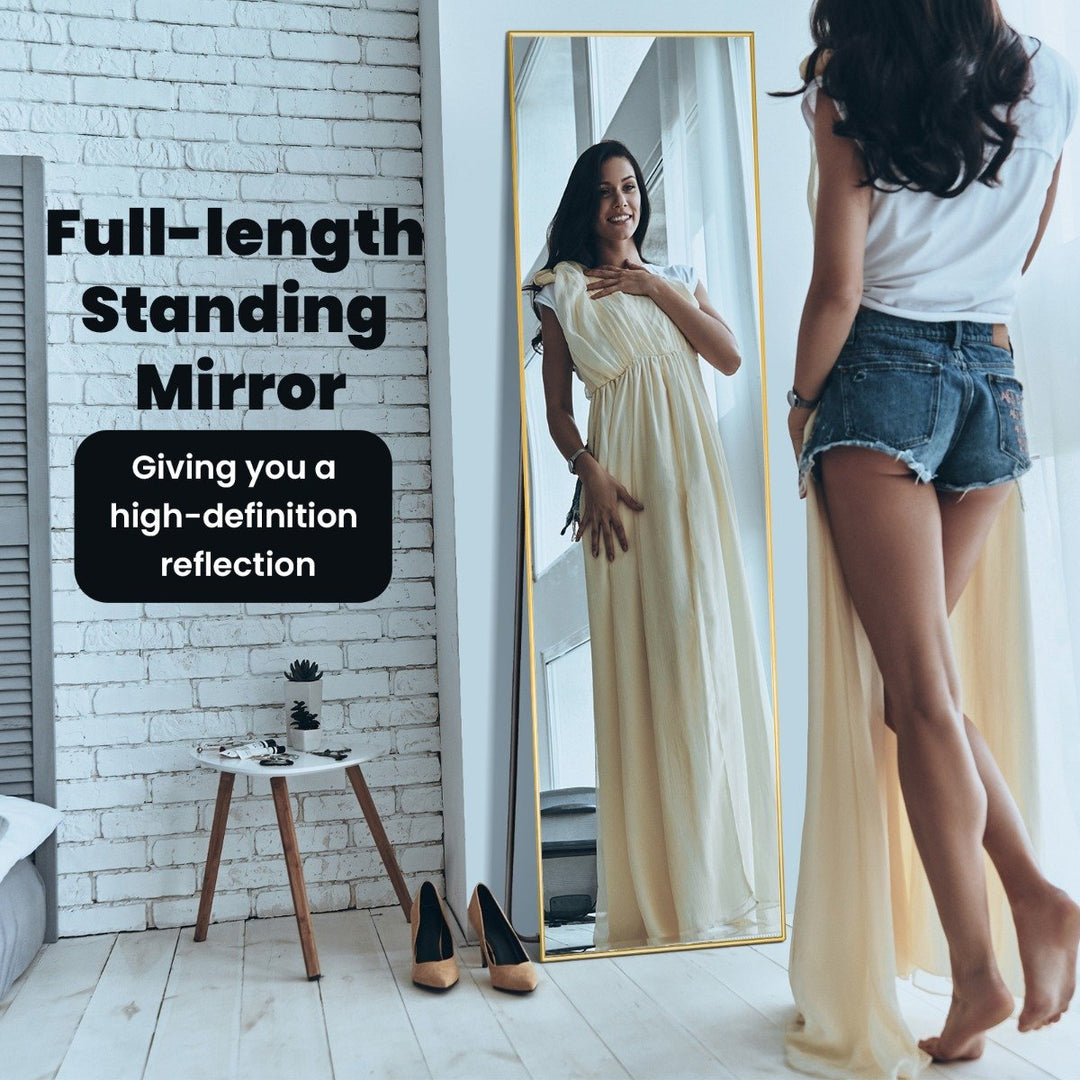 Full Length Mirror with Shatter-proof Glass-Golden