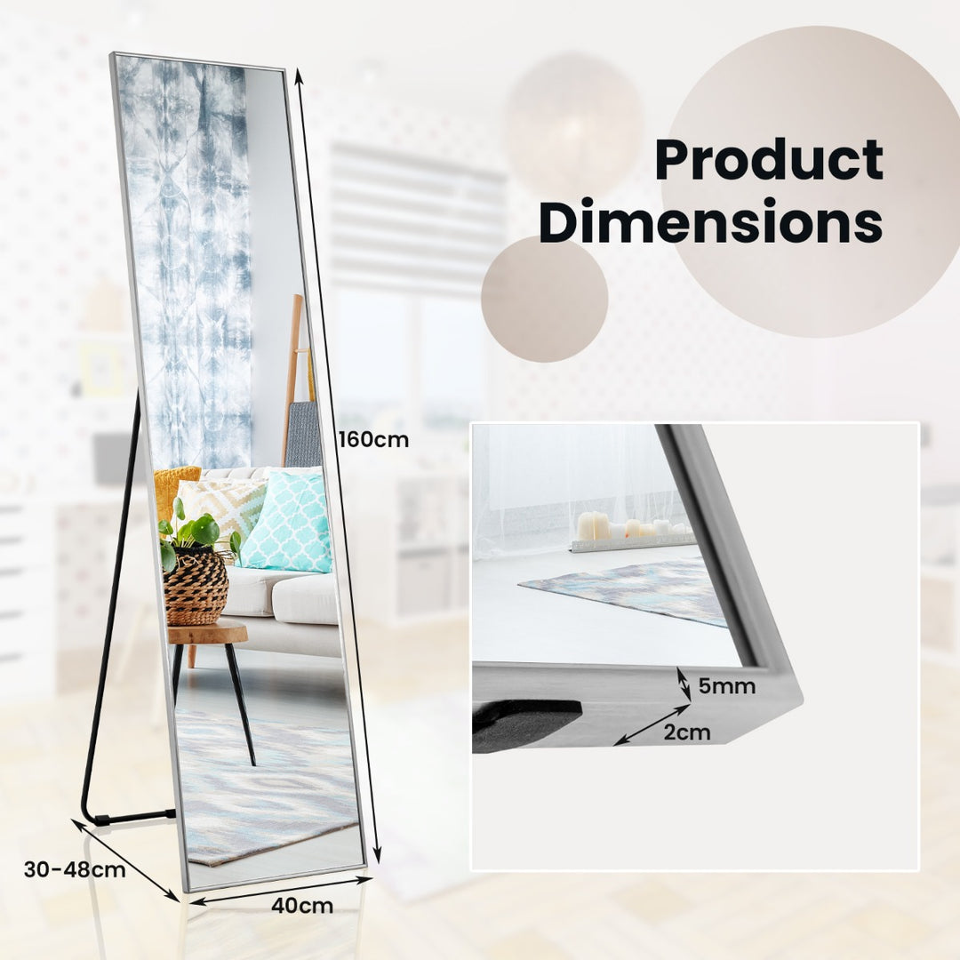 Full Length Mirror with Shatter-proof Glass-Silver