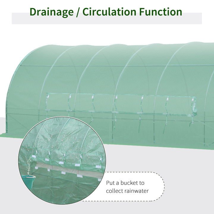 Reinforced Polytunnel Greenhouse with Metal Hinged Door, 25mm Diameter Galvanised Steel Frame & Mesh Windows (3 x 6M)