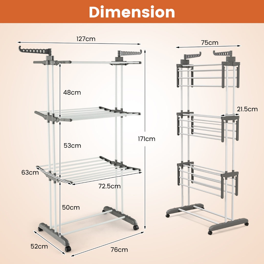 4-tier Clothes Drying Rack-Grey