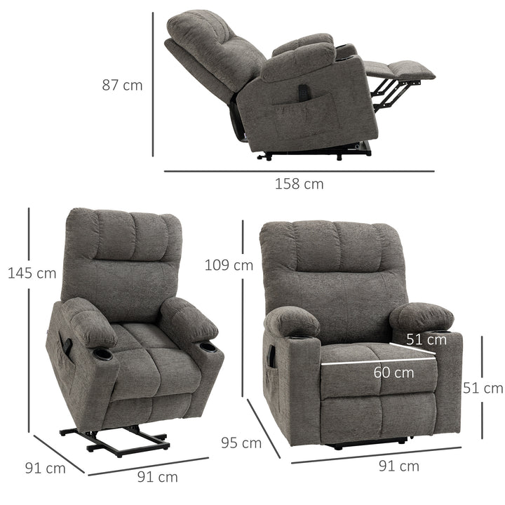 Electric Riser and Recliner Chair for Elderly, Power Lift Recliner Chair with Remote Control, Grey