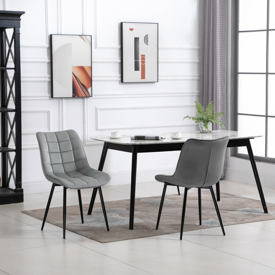 Upholstered Dining Chair Lounge Chair Soft Set of 2 Velvet-Touch Kitchen Reception Living Room Chair with Metal Legs, Grey