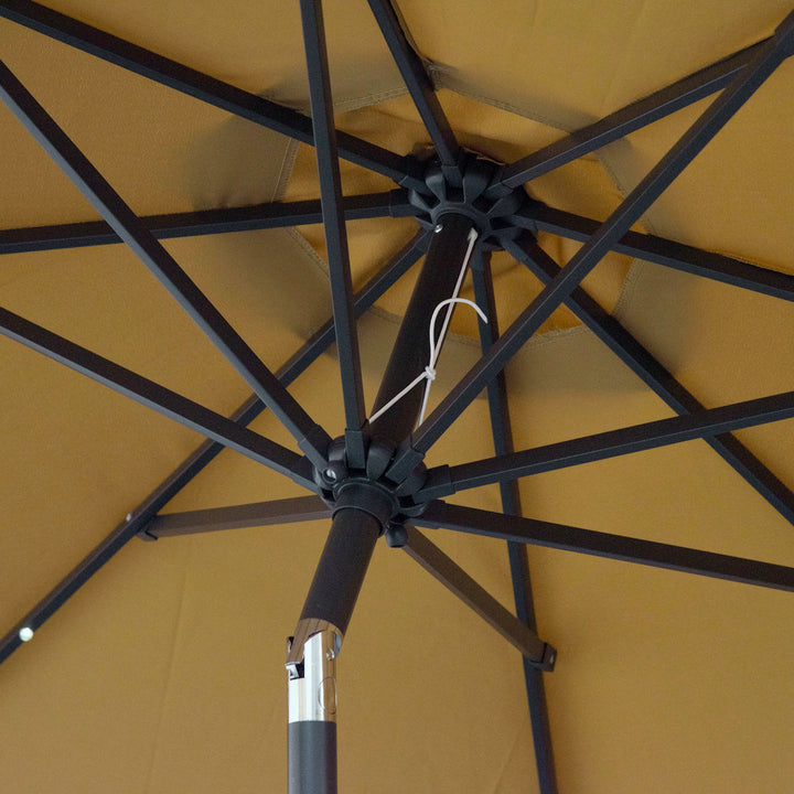 24 LED Solar Powered Parasol Umbrella-Brown