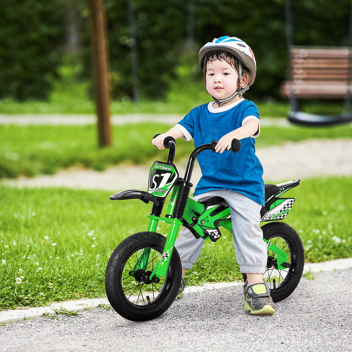 Kids Balance Bike, Steel Frame with Air Filled Tire, Green