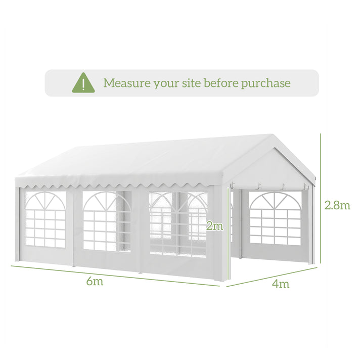 Outsunny 6m x 4 mParty Tents Portable Carport Shelter w/ Removable Sidewalls & Doors Party Tent Shelter Car Canopy