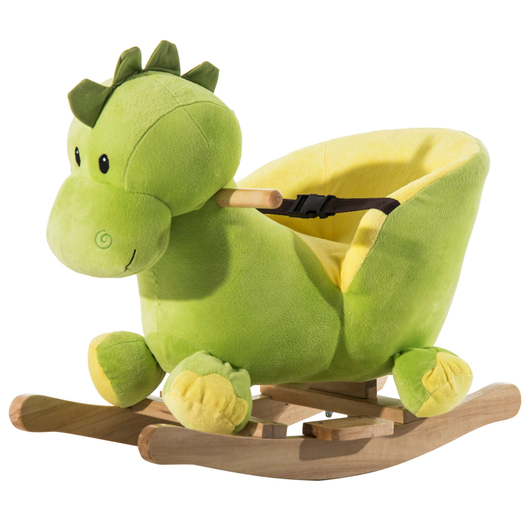 HOMCOM Kids Rocking Horse Plush Ride On Dinosaur Seat w/Seat Safety Belt, 32 Songs, Ride on Horses Toys 18 Months Up