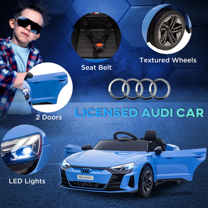 Audi Licensed Kids Electric Ride On Car with Parental Remote Control, 12V Battery Powered Toy with Suspension System, Lights, Music, Blue