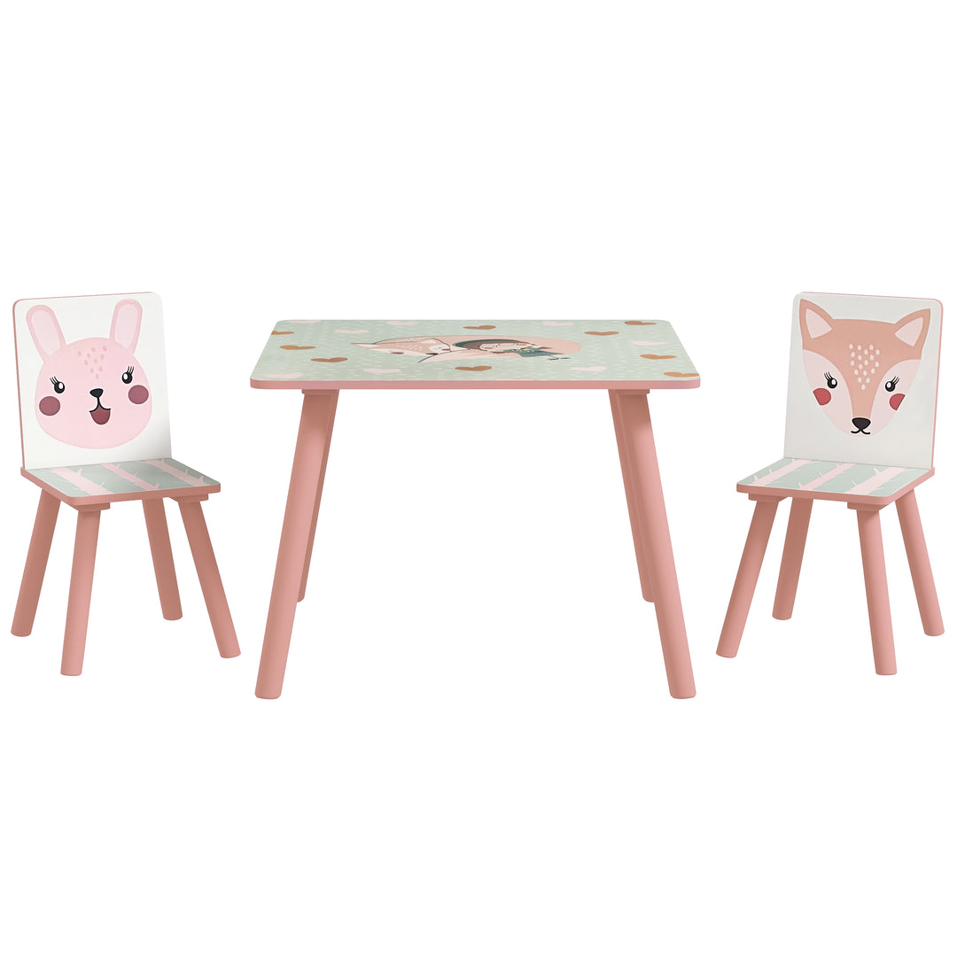 Kids and Table Chairs, Desk with Two Chairs - Ages 3-6 Years - Pink