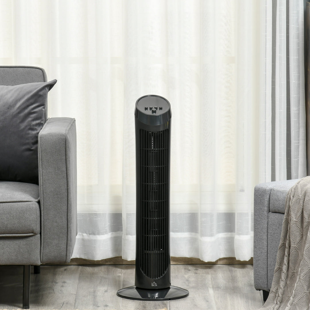 30" Oscillating Tower Fan 3 Speed Mode Ultra Slim Indoor Air Refresher Cooling Machine Noise Reduction - Black