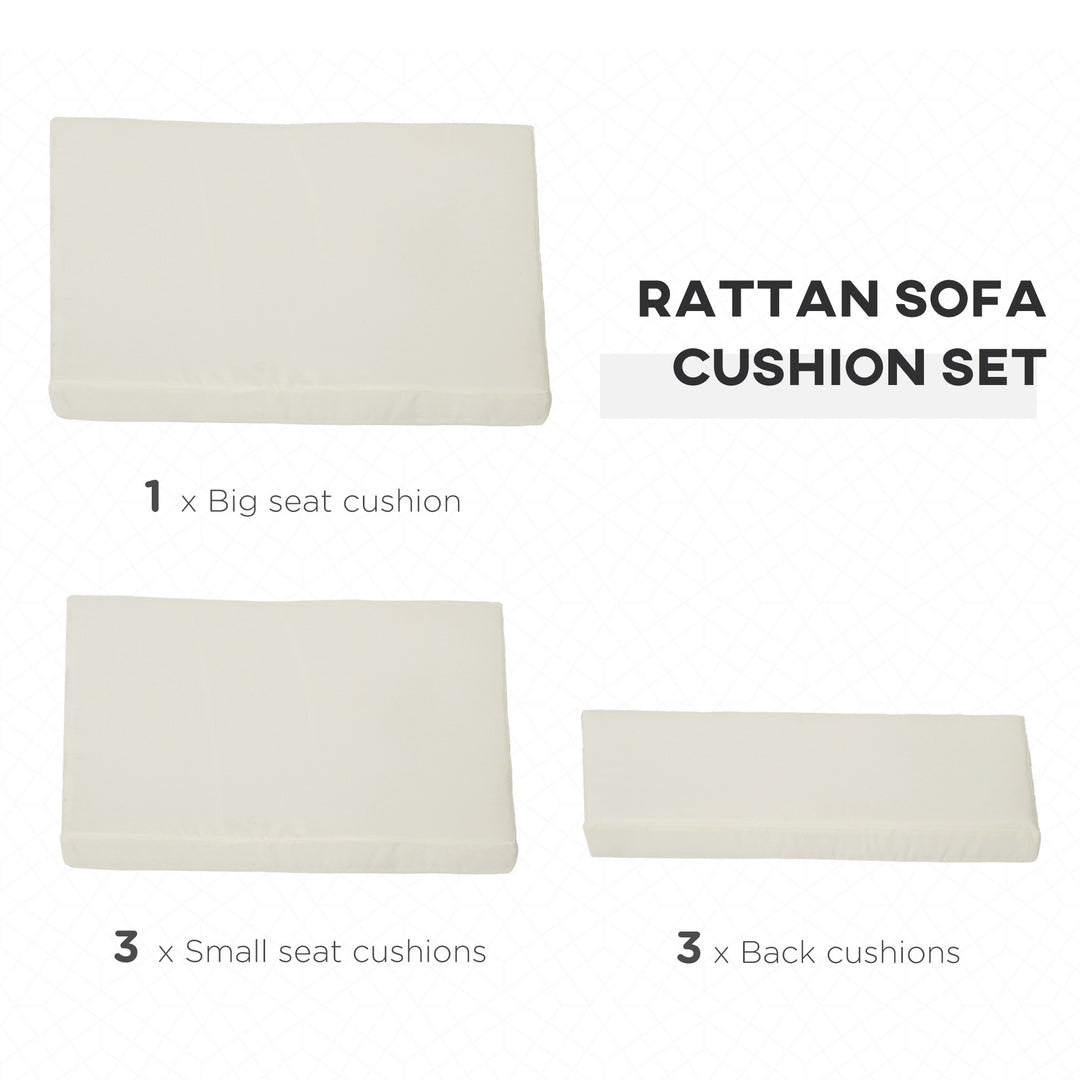 Outsunny Outdoor Cushion Pad Set for Rattan Furniture, 7 Piece Garden Furniture Cushions, Patio Conversation Set Cushions, Lightweight, Cream