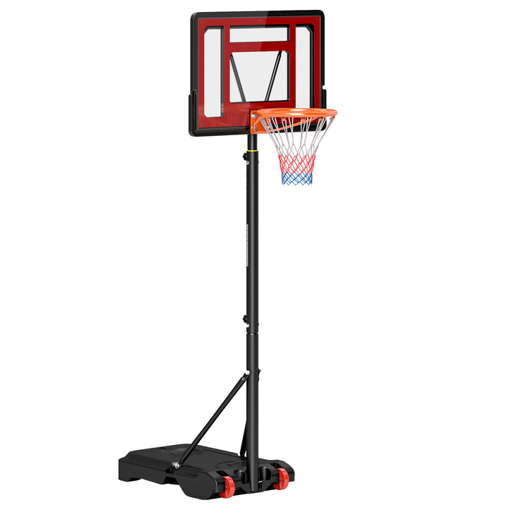 Portable Basketball Hoop Stand 160-210cm Adjustable Height Sturdy Rim Hoop w/ Large Wheels Stable Base & Net Free Standing