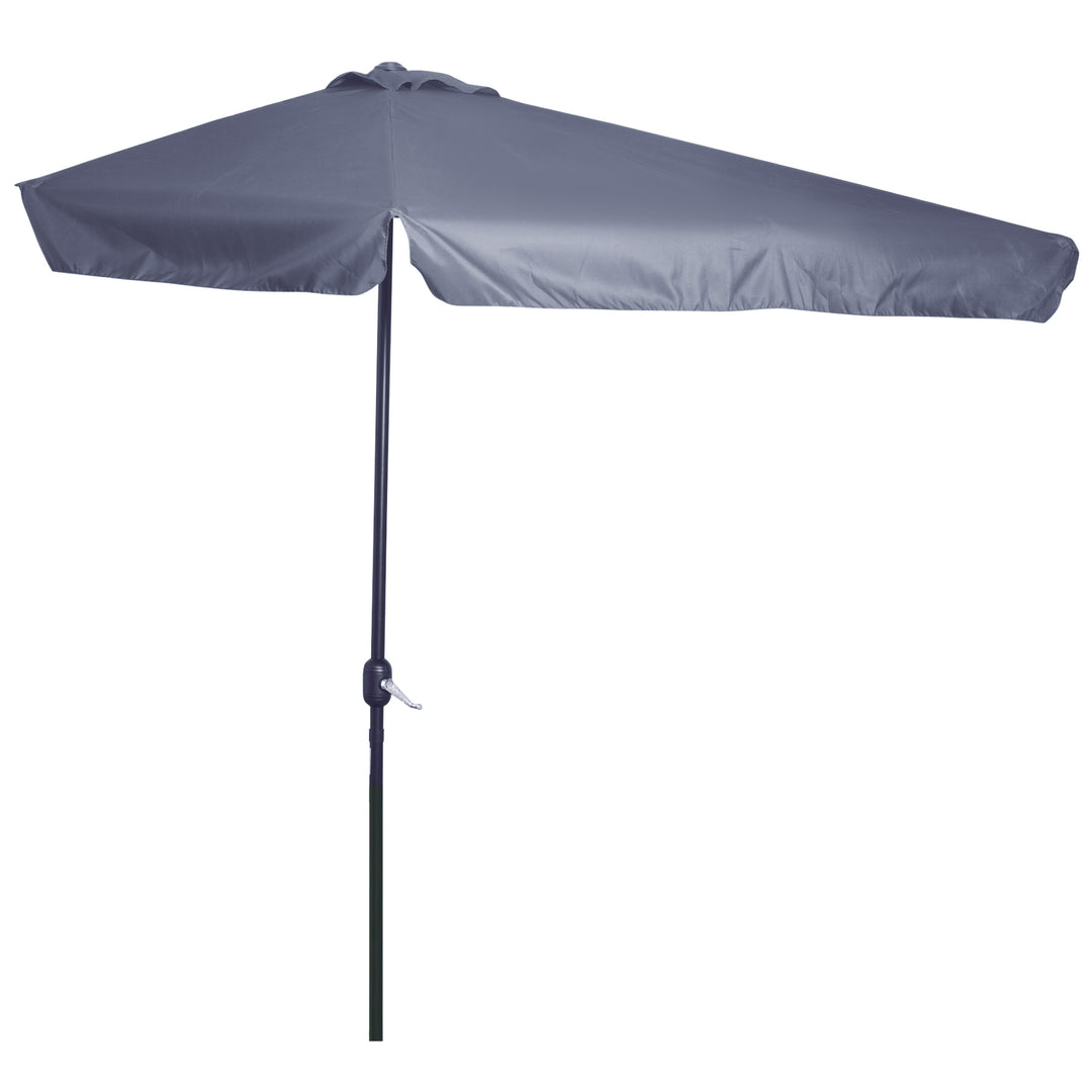 half patio umbrella with no crank Outsunny 2.3m Half Parasol Semi Round Umbrella Patio Metal Frame Crank – Currentful
