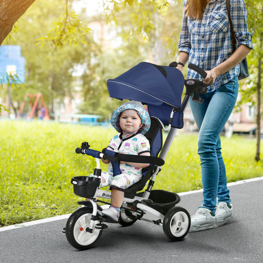 Baby Push Tricycle with Parent Handle for 1-5 Years Old, Dark Blue