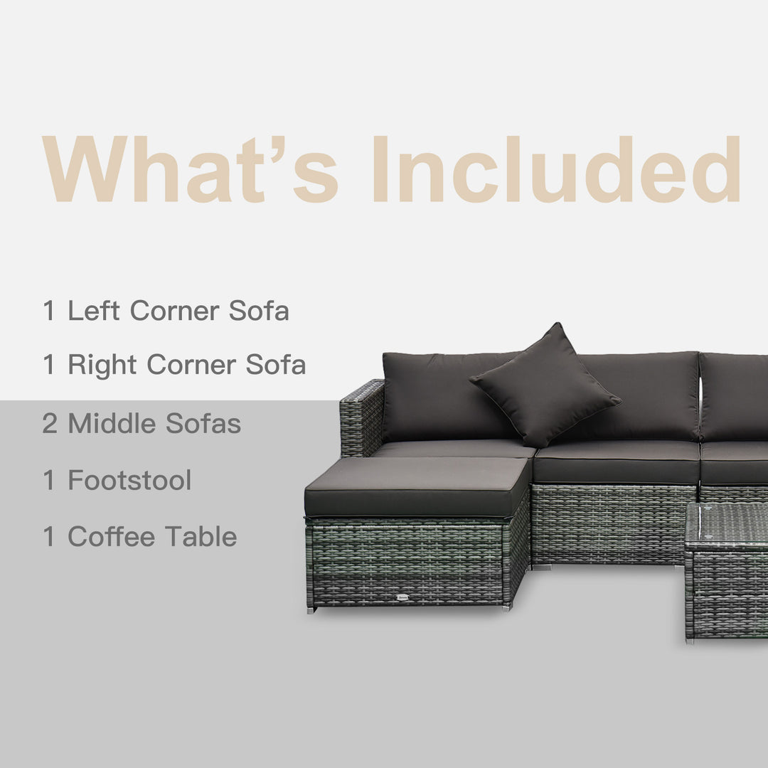 Outsunny 5-Seater Garden Patio Rattan Furniture Wicker Weave Conservatory Sofa Chairs Table Set Brown Aluminium Frame