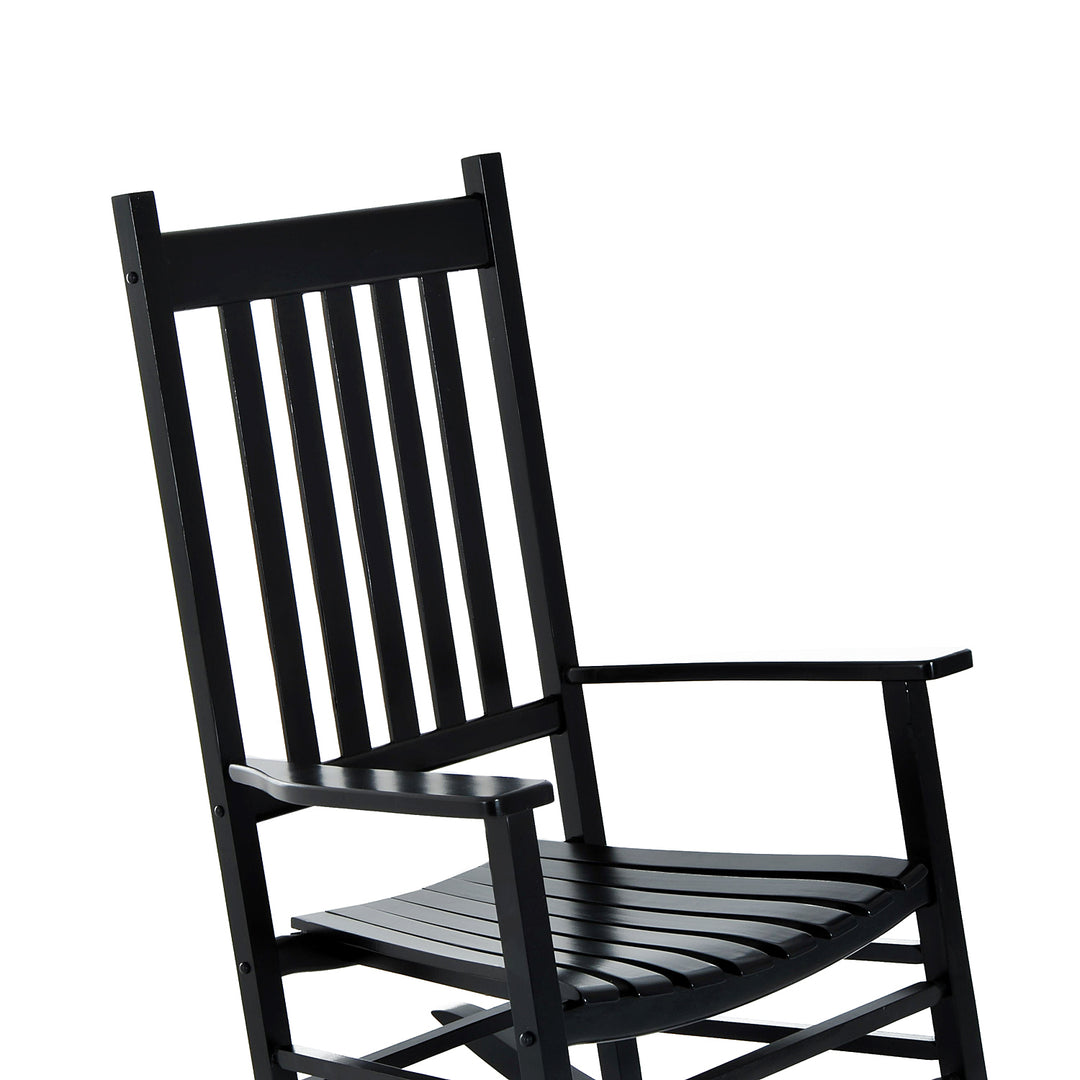 Rocking Chair Armchair Wooden Patio Rocker Balcony Deck Outdoor Porch Garden Seat Black