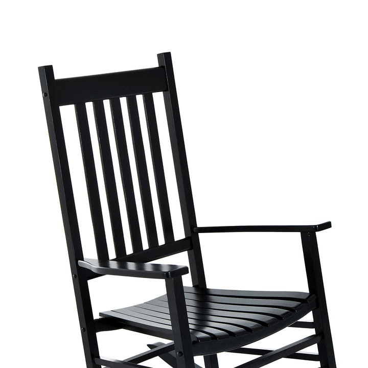 Rocking Chair Armchair Wooden Patio Rocker Balcony Deck Outdoor Porch Garden Seat Black