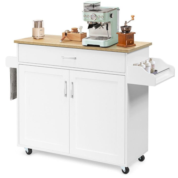 Rolling Kitchen Island with Adjustable Shelf and Large Drawer