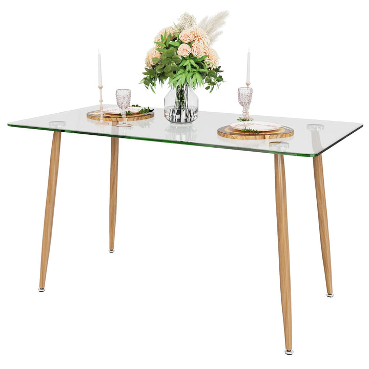 Glass Dining Table with Tempered Glass Table Top for Home Office
