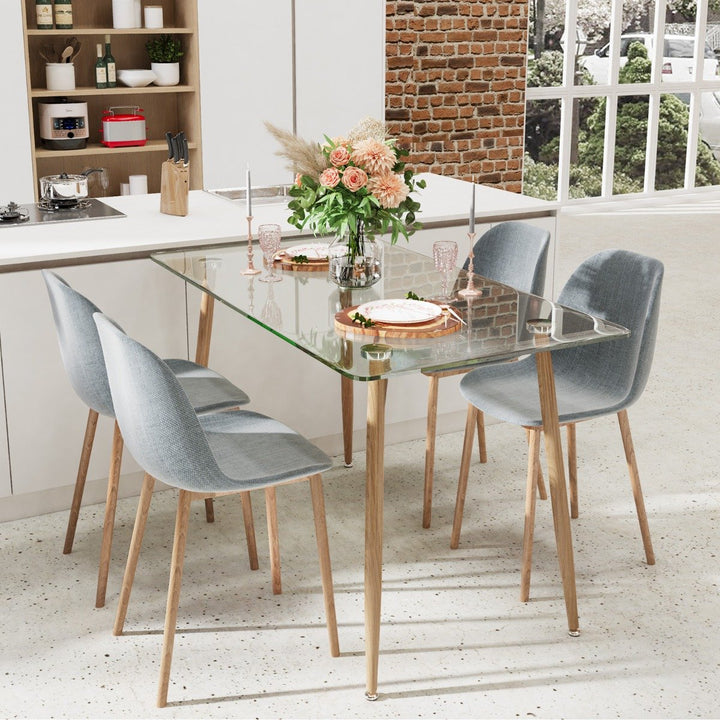 Glass Dining Table with Tempered Glass Table Top for Home Office