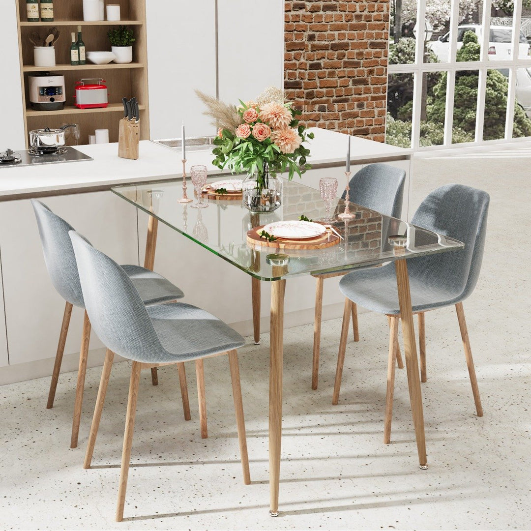 Glass Dining Table with Tempered Glass Table Top for Home Office