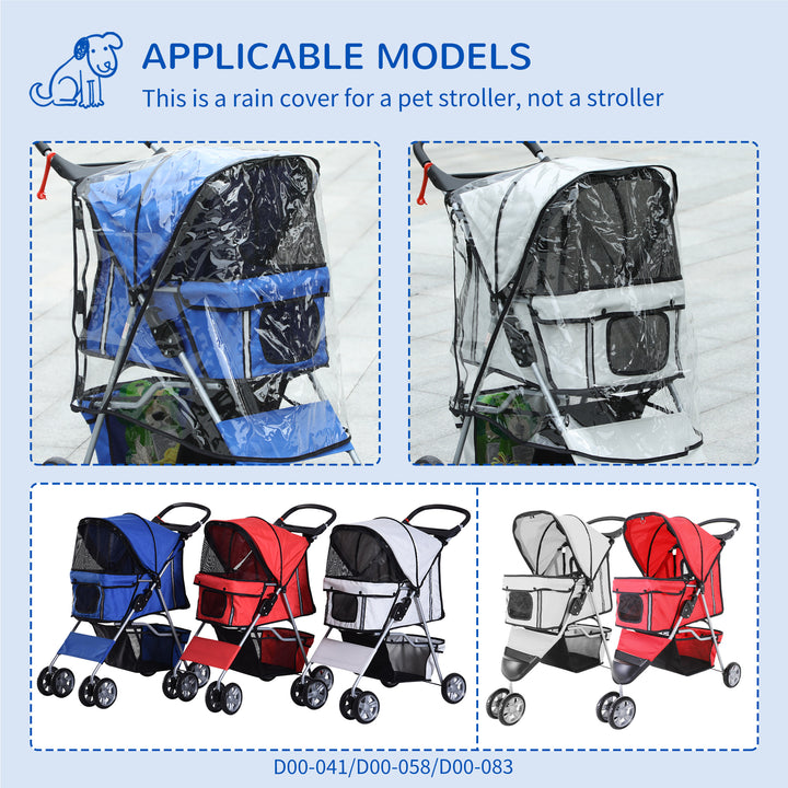 Dog Stroller Rain Cover, Cover for Dog Pram Stroller Buggy w/ Rear Side Entry, Grey