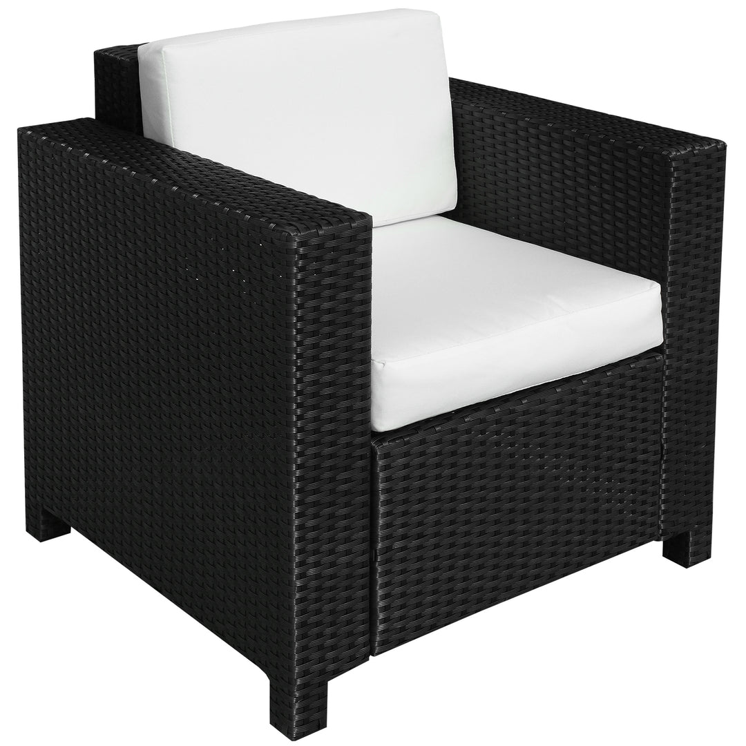 Rattan Garden All-Weather Wicker Single Sofa - Black