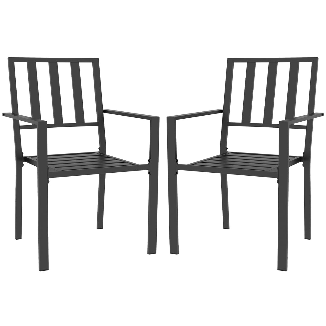 Patio Dining Chairs with Metal Slatted Design