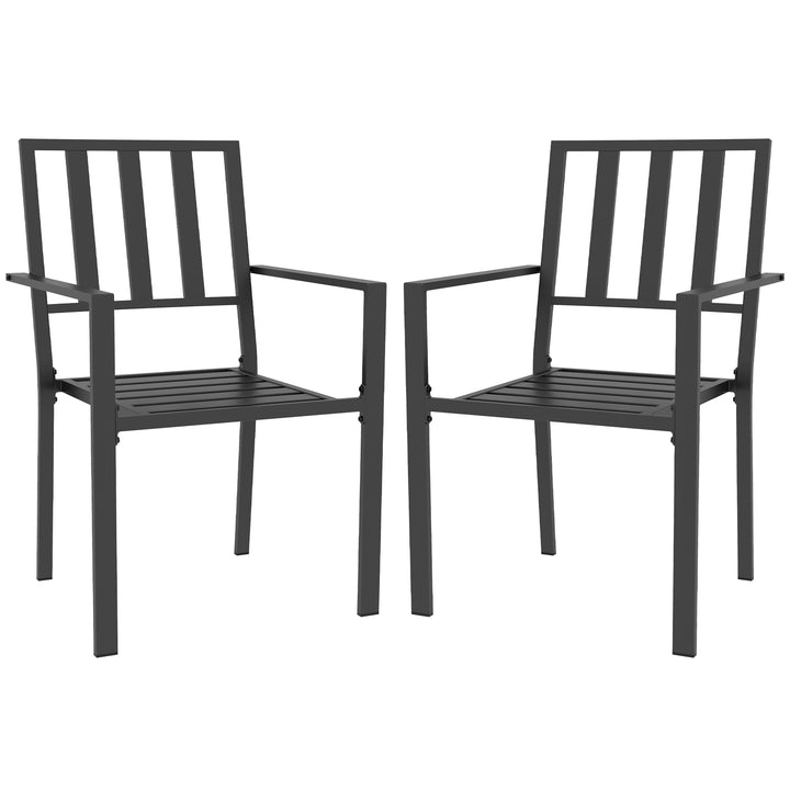 Patio Dining Chairs with Metal Slatted Design