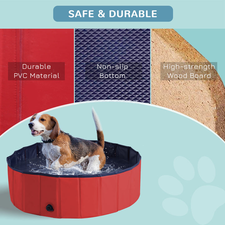 Non-Slip Foldable  Pet Swimming Pool-Red