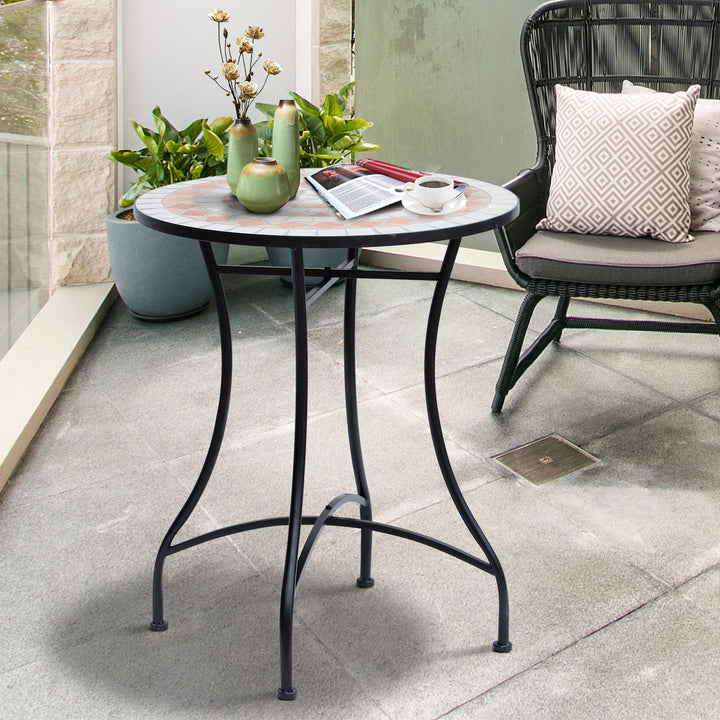 60cm Mosaic Round Bistro Table Side Bar Table Patio Garden Table Outdoor Balcony Furniture