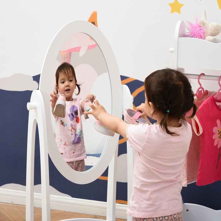 Kids Clothes Rail and Mirror Set - White