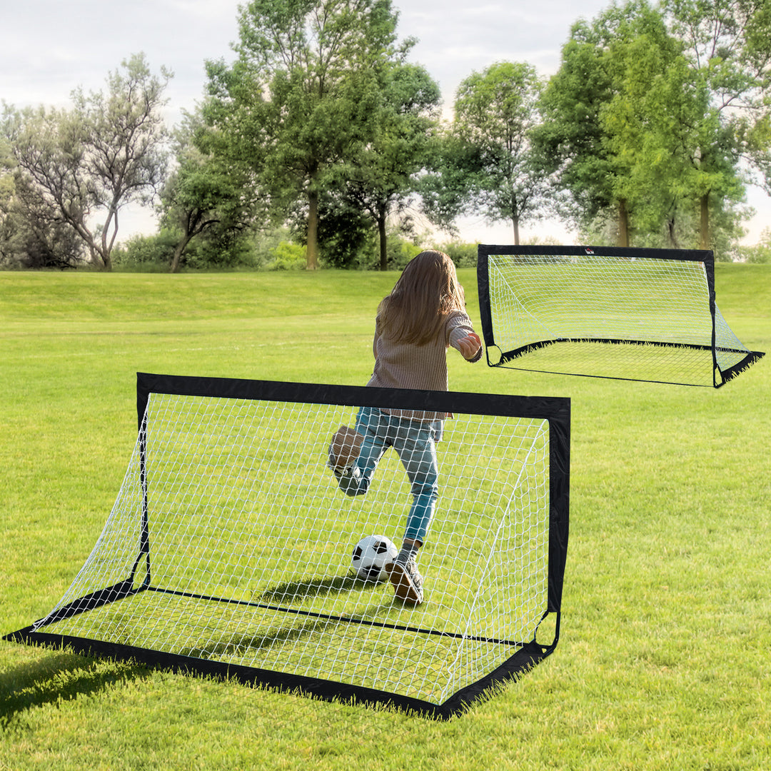 Steel Frame Weather Resistant Football Goal Sports Black