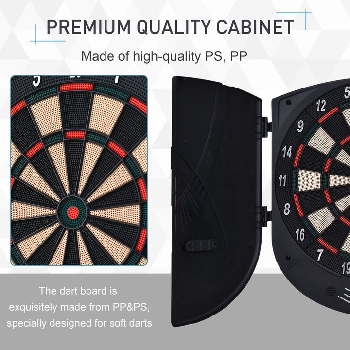 Electronic Dartboard Set 26 Games and 185 Variations with 6 Darts and Cabinet to Storage