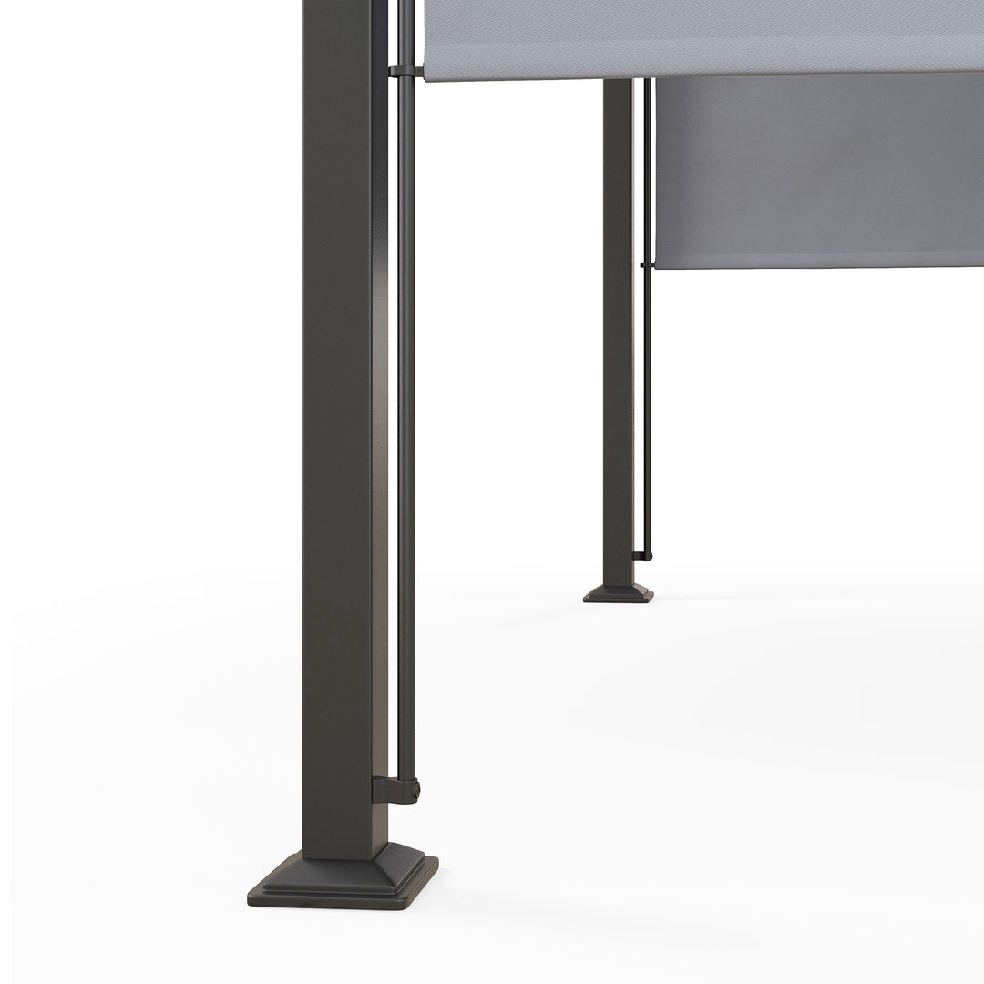 3 x 3(m) Garden Pergola, Outdoor Retractable Pergola Gazebo with Adjustable Canopy, Sun Shade Patio Canopy Shelter, Grey