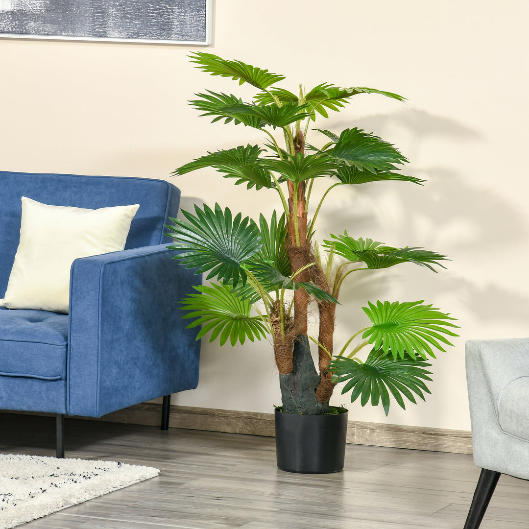 Artificial Tree, Tropical Palm Tree, Fake Decorative Plant in Nursery Pot for Indoor Outdoor Décor, 135cm