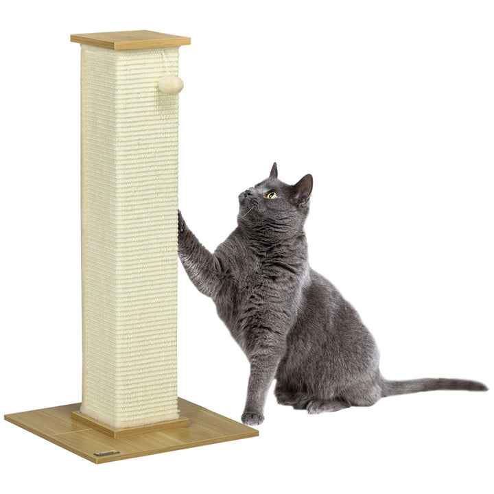 PawHut 80 cm Scratching Post Cat Tree with Play Ball, Scratching Post Made of Sisal Rope