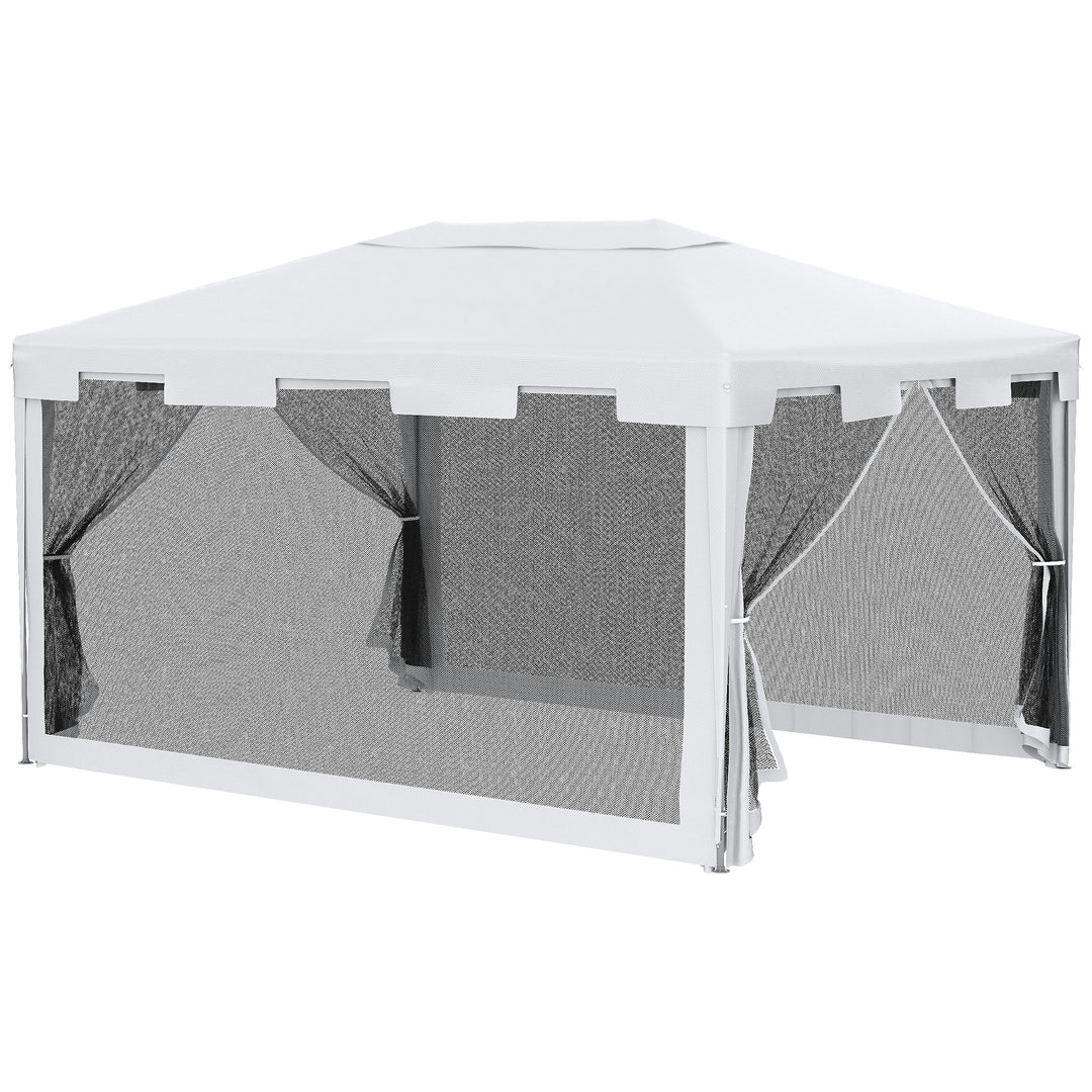 4x3 m Waterproof Gazebo W/Mesh Sides-White/Black