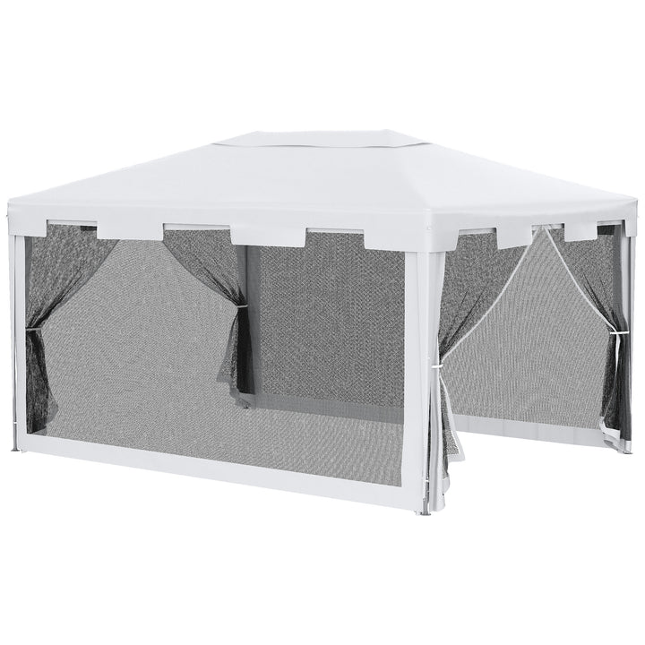4x3 m Waterproof Gazebo W/Mesh Sides-White/Black