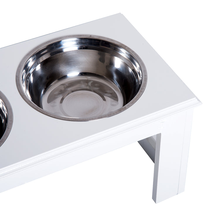 Pawhut Stainless Steel Pet Feeder, 58.4Lx30.5Wx25.4H cm-White