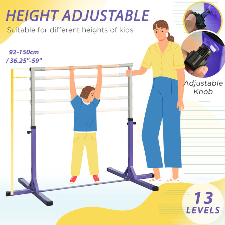 Steel Frame Adjustable Horizonal Gymnastics Bar For Kids Home Gym Training Children Junior Kip High Bar Fitness Purple