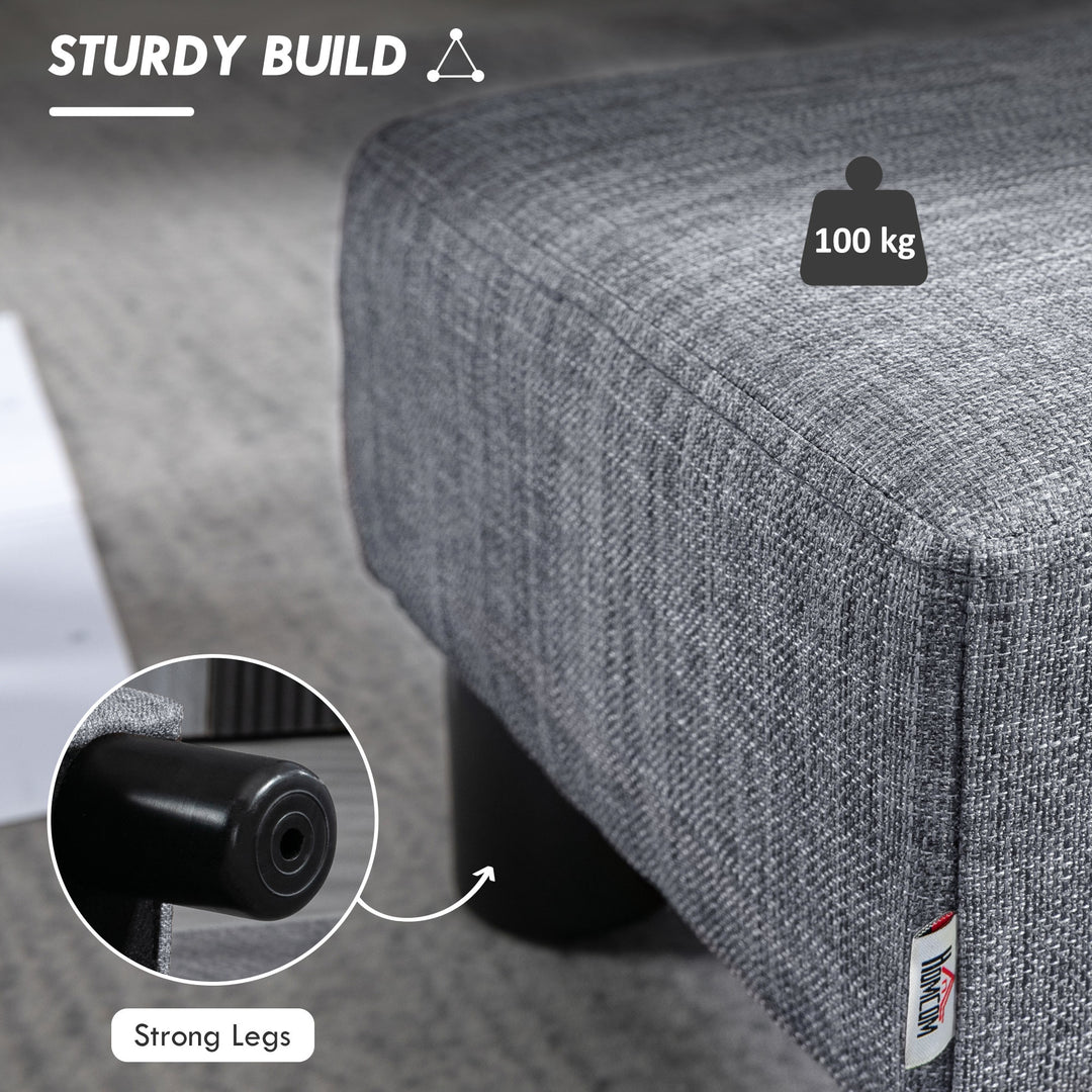 Linen Fabric Footstool Footrest Small Seat Foot Rest Chair Ottoman Light Home Office with Legs 40 x 30 x 24cm Grey